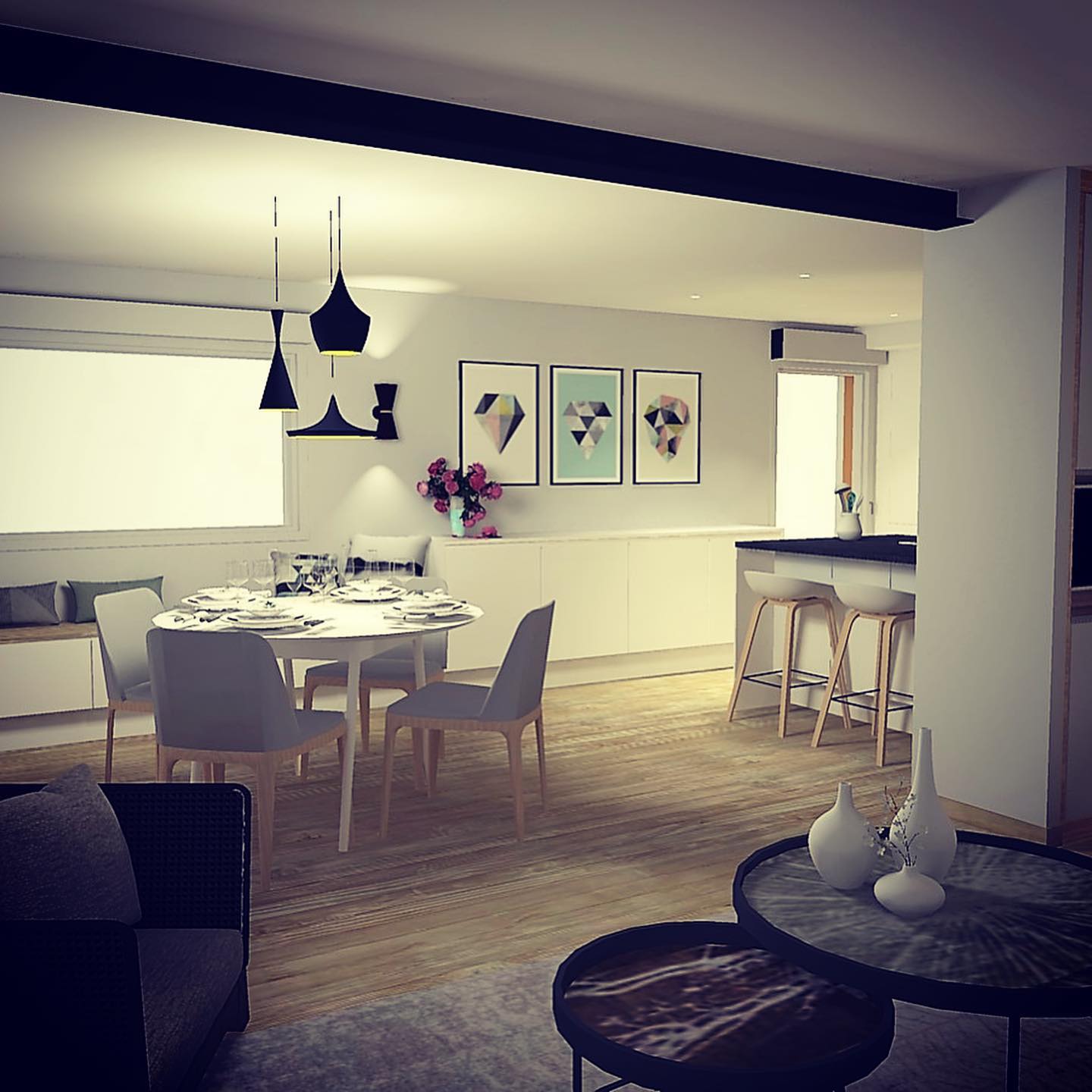 Photo d'un plan 3D d'une salle à manger