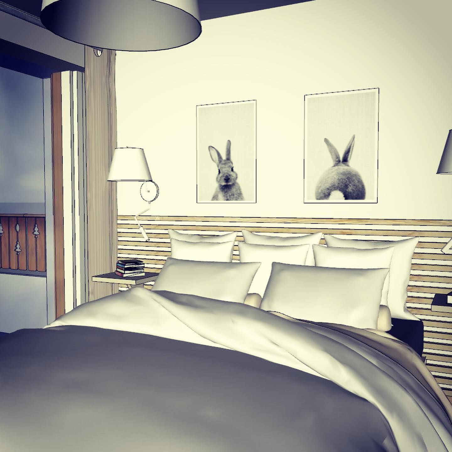 Photo d'un plan 3D de l'aménagement intérieur d'une chambre