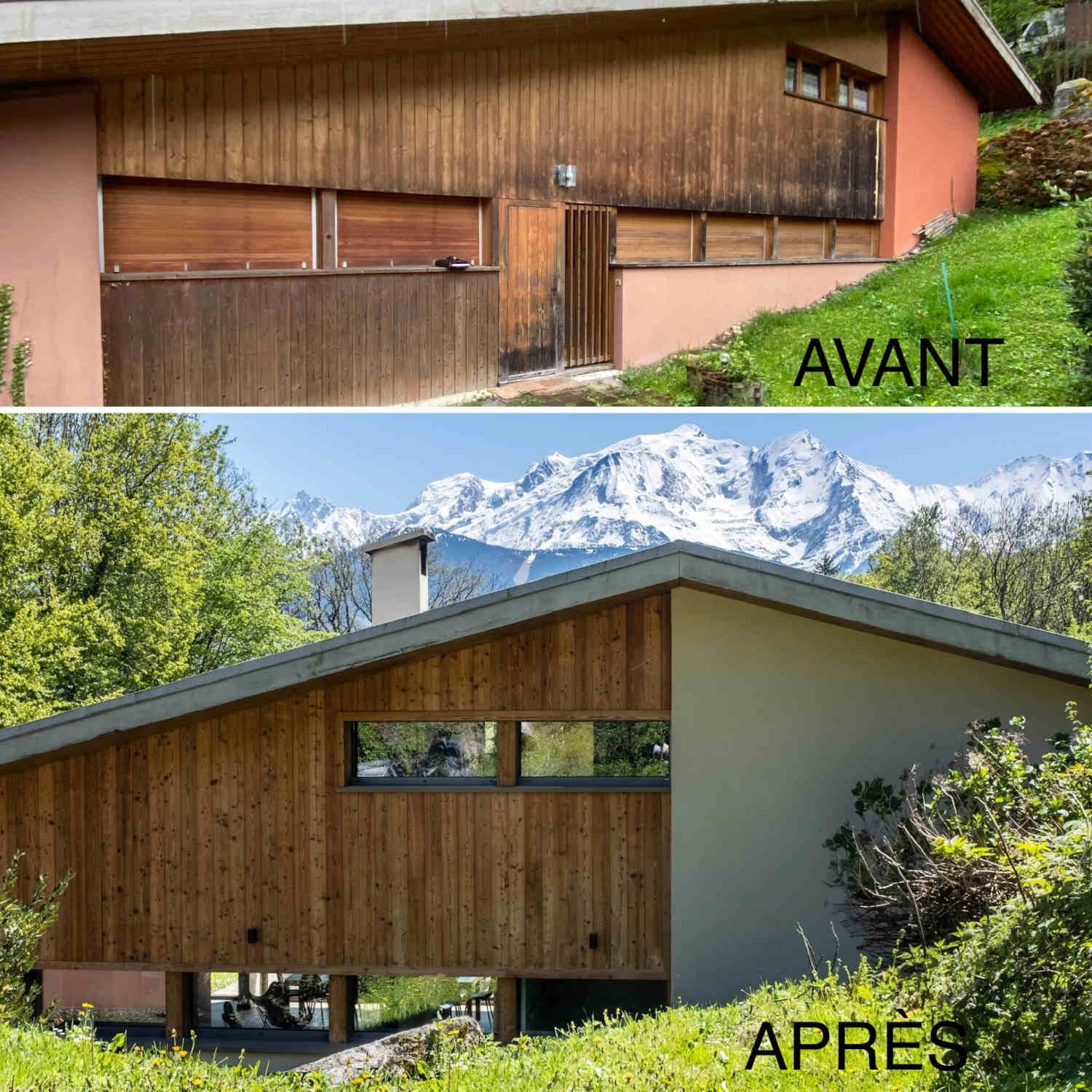 Photo avant/après d'une rénovation sur mesure d'une maison - Société Mont-Blanc Renov'All