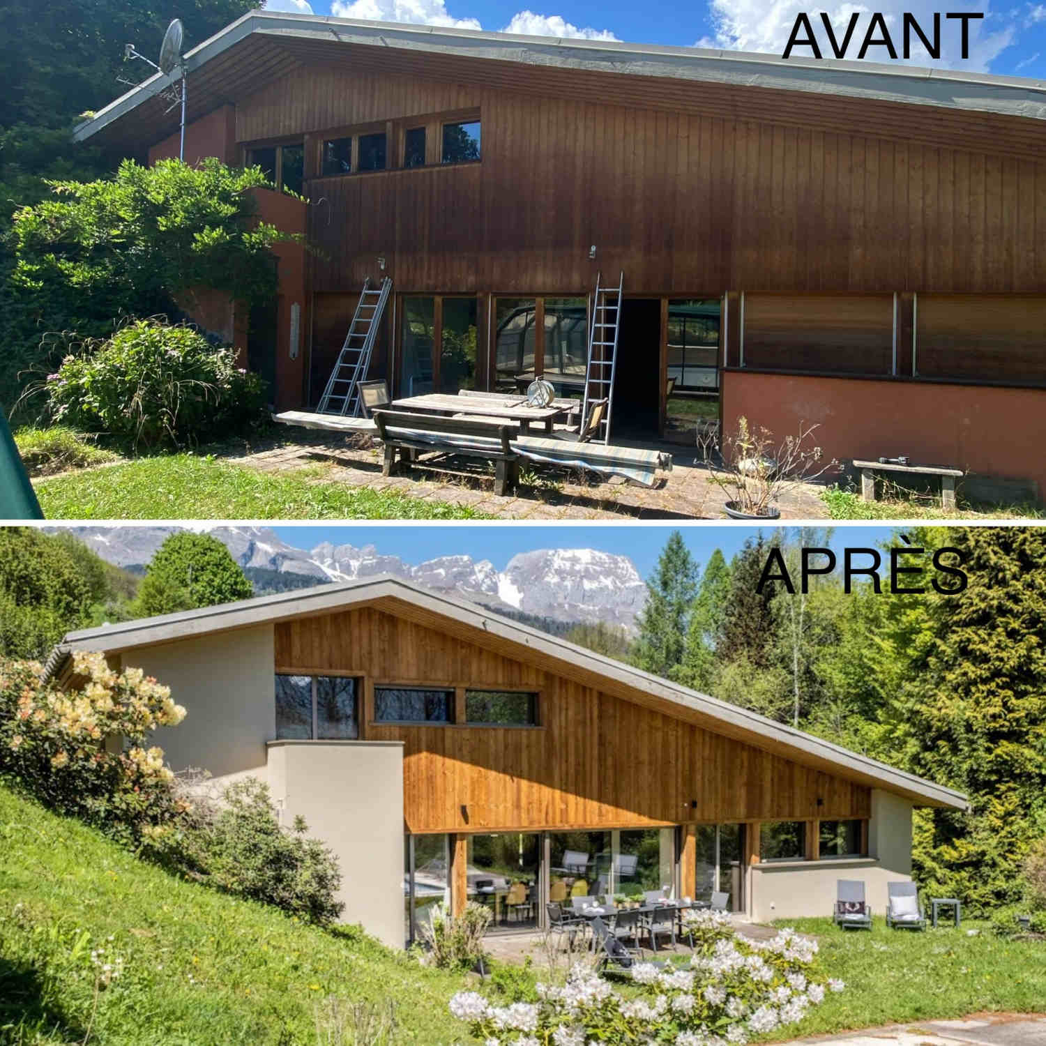 Photo avant/après d'une rénovation sur mesure d'une maison - Société Mont-Blanc Renov'All